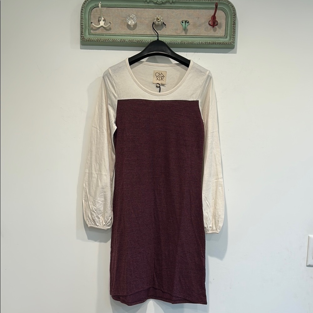 Chaser brand new Color blocked Women's Two-Tone Dress Cream and purple small new